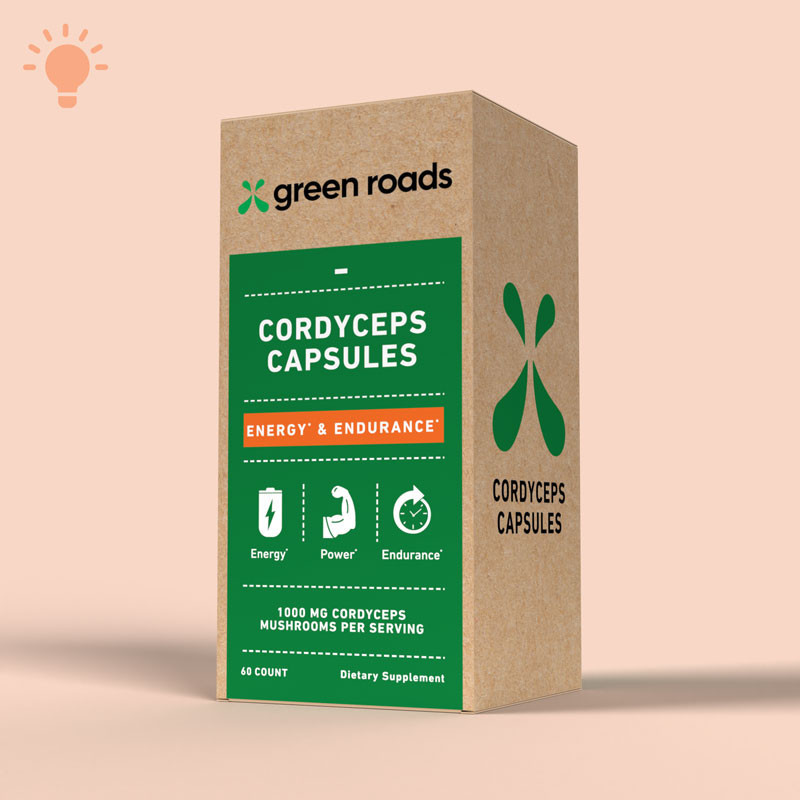 Green Roads Cordyceps Energy and Endurance Mushroom Capsules box