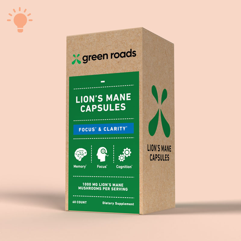 Green Roads Lion's Mane Focus and Clarity Mushroom Capsules box