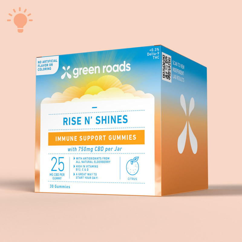 Green Roads Rise N' Shines Immune Support Gummies box