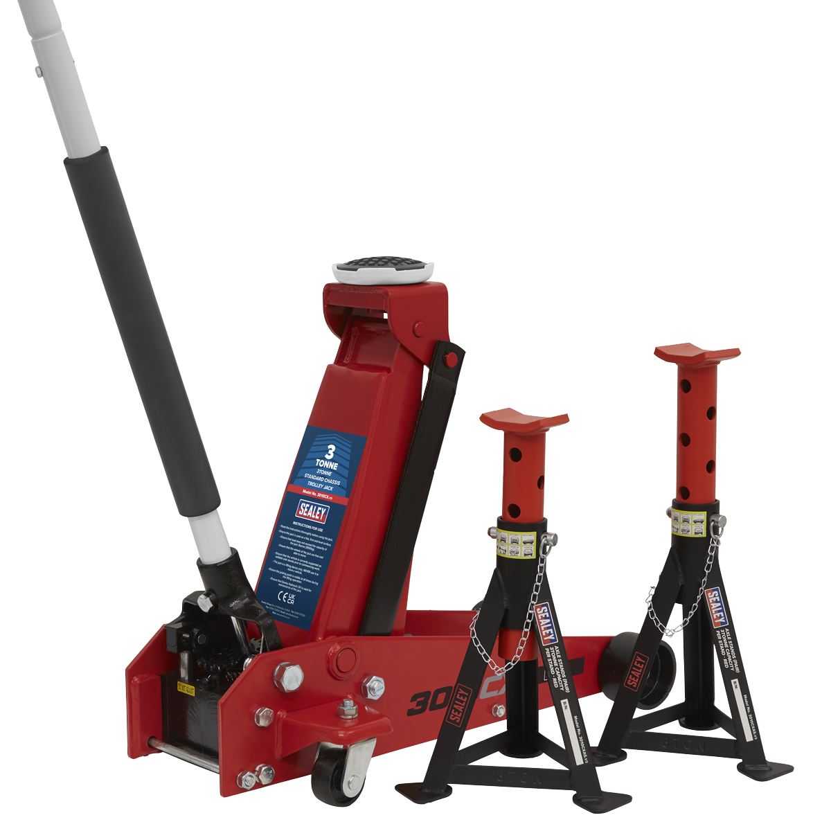 SEALEY 3 tonne trolley jack with axle stands