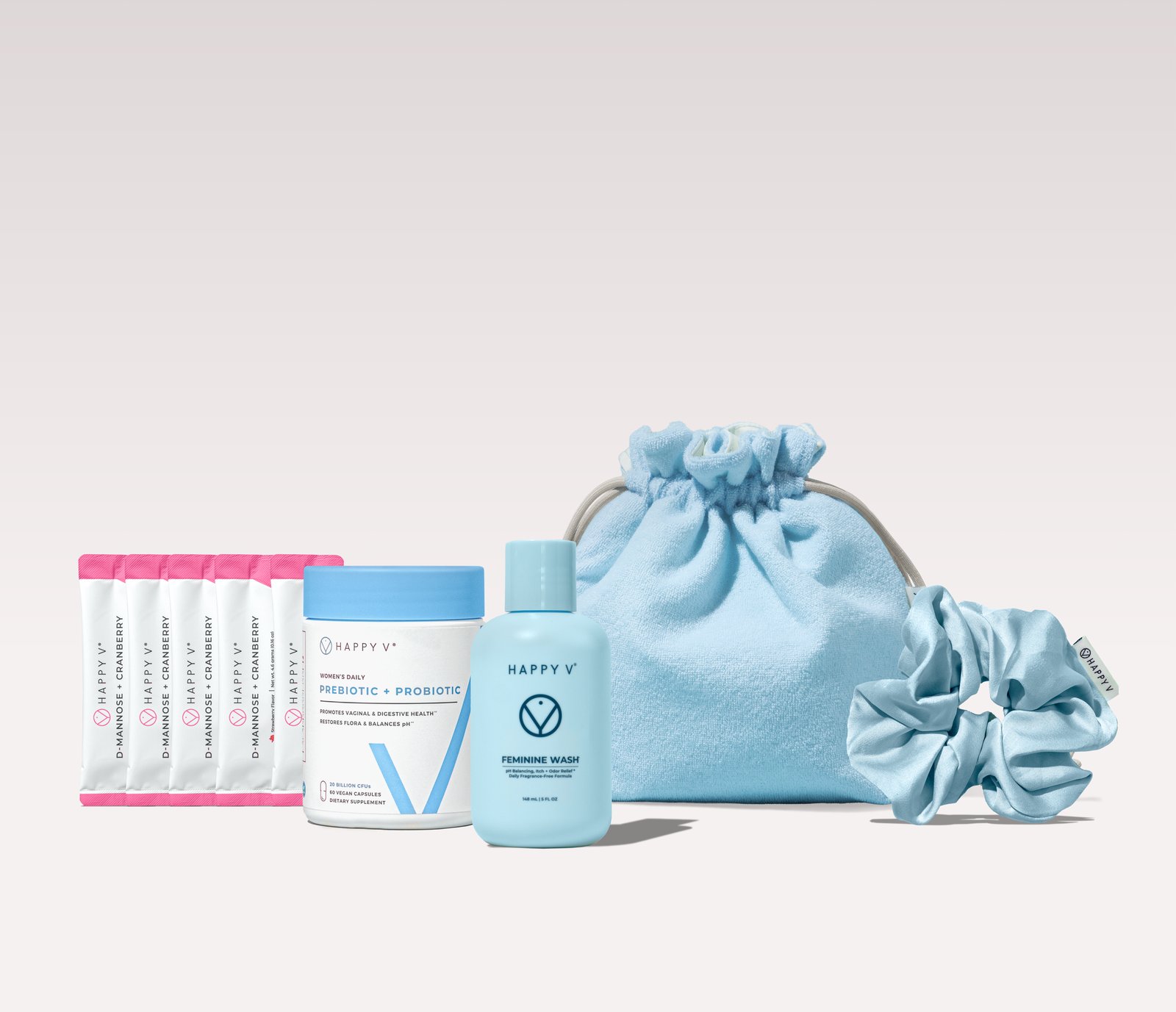 Happy V pH Balance Kit on a gray background