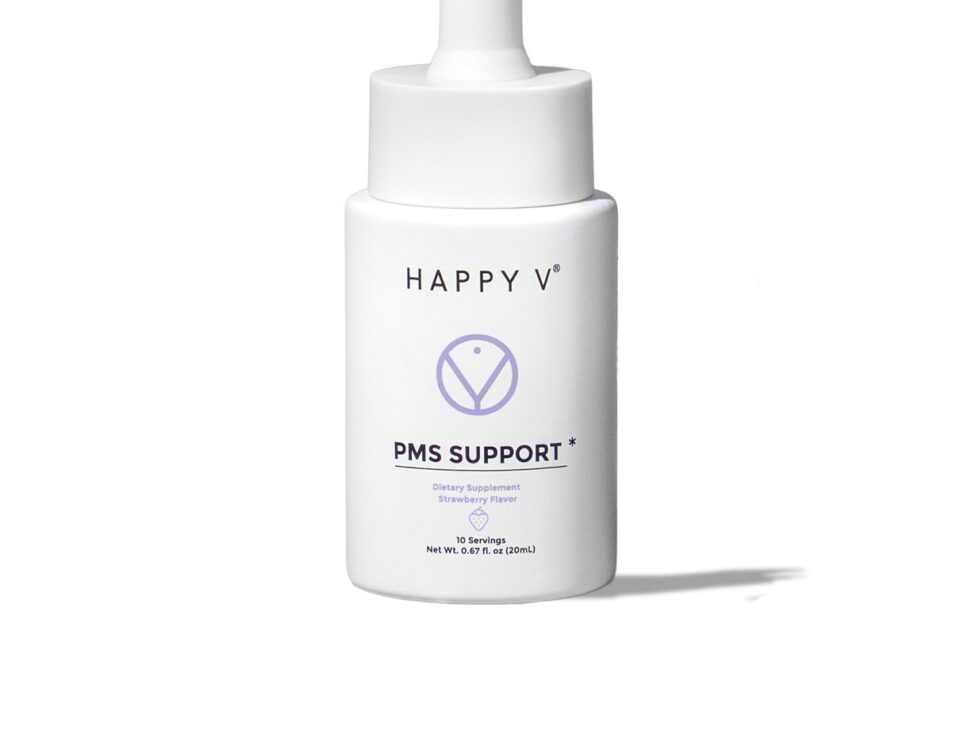Happy V PMS Support supplement bottle