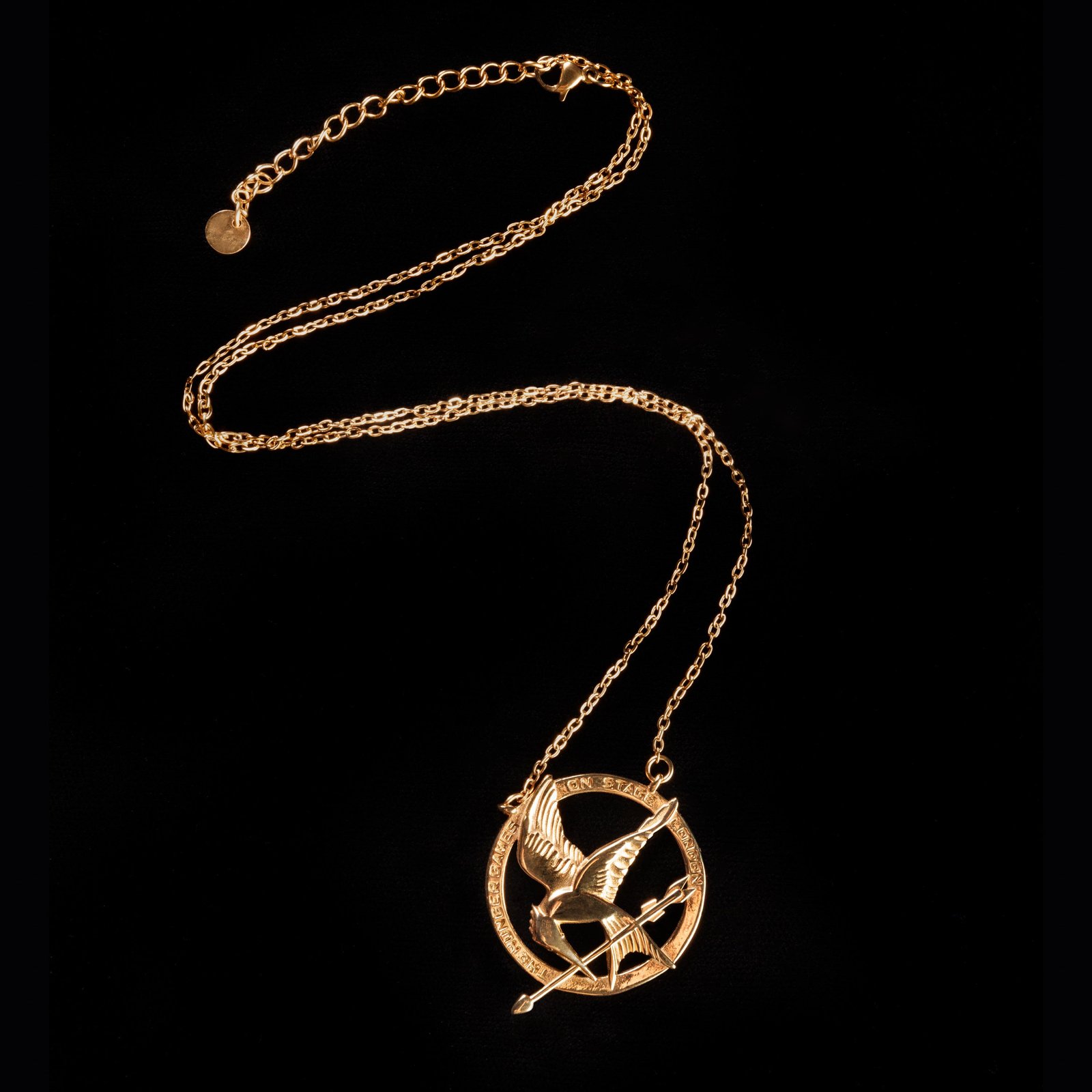 Mockingjay necklace from Hunger Games on Stage