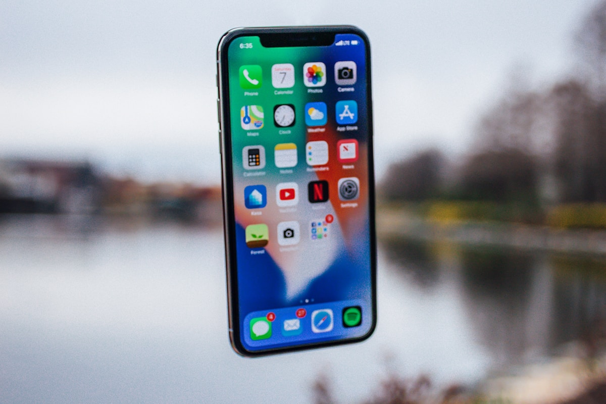 iPhone photographed outdoors