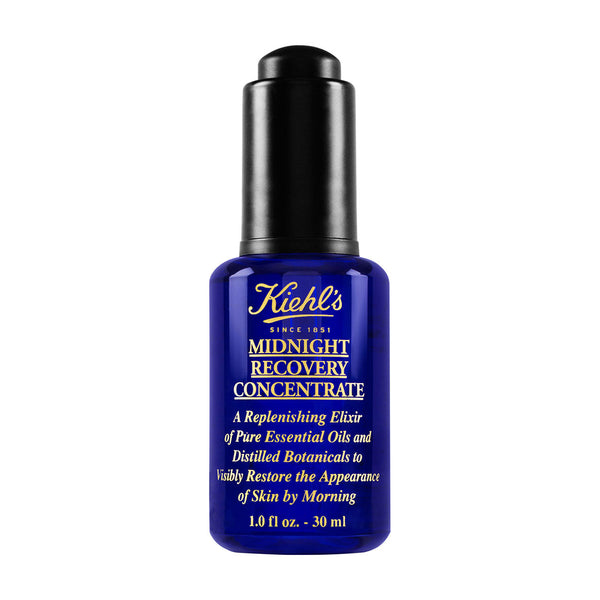 Kiehl's Midnight Recovery Concentrate bottle and botanical ingredients