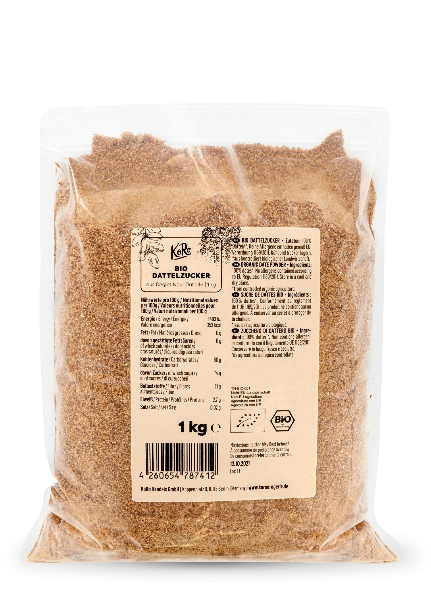 Packung Bio Dattelzucker von Korodrogerie