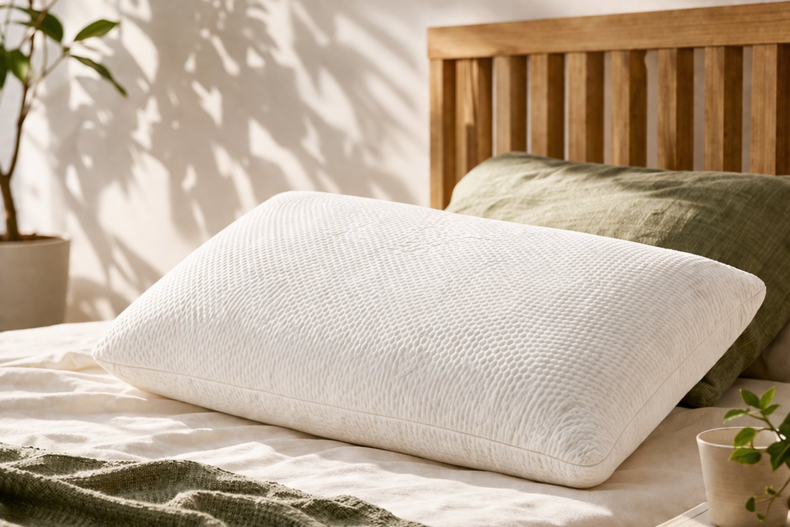 Kapok rectangle pillow arranged for back sleeping