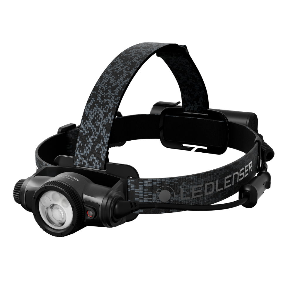 Ledlenser H9R Signature rechargeable head torch shown in profile