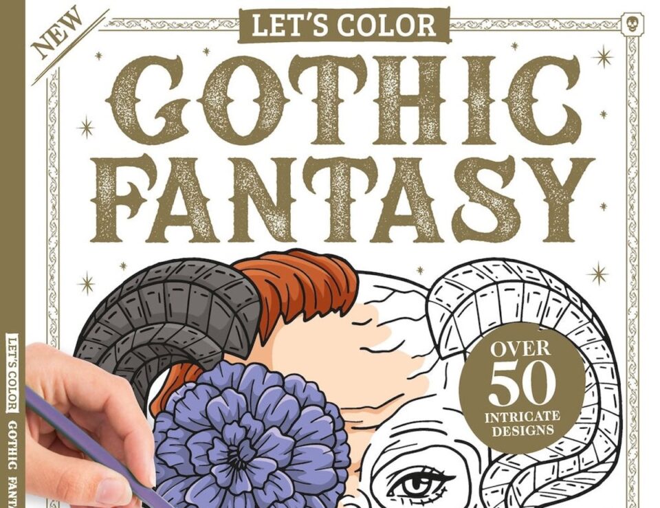 Cover of a Gothic Fantasy coloring book with intricate dark fantasy artwork