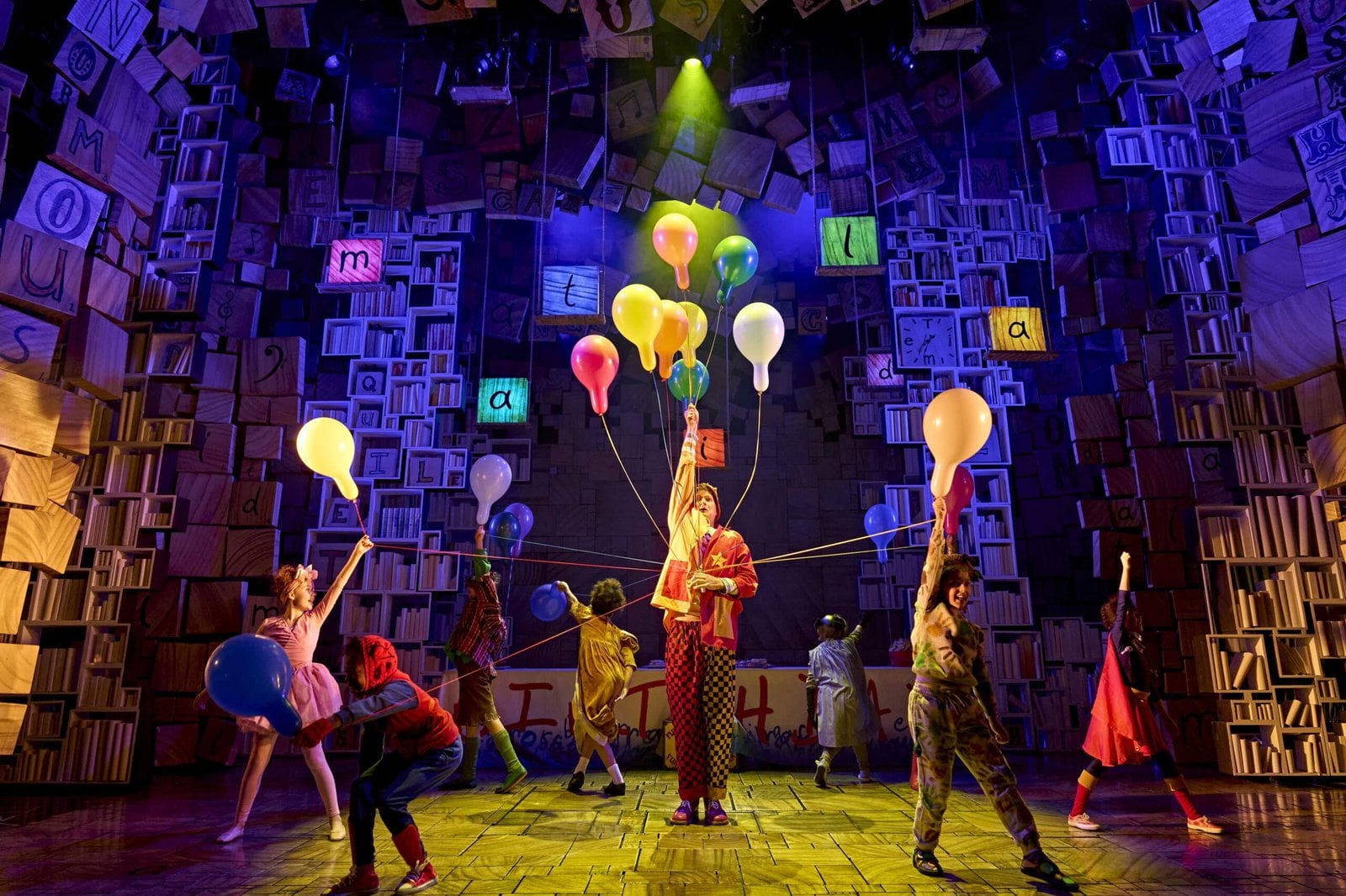 Emilia Shefford as Matilda with the London cast on stage
