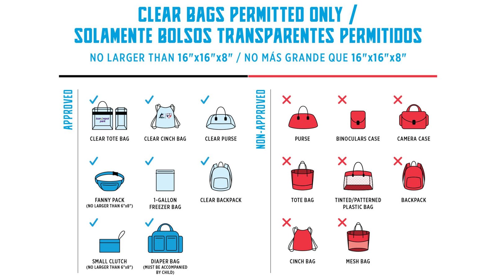 loanDepot park bag policy sign