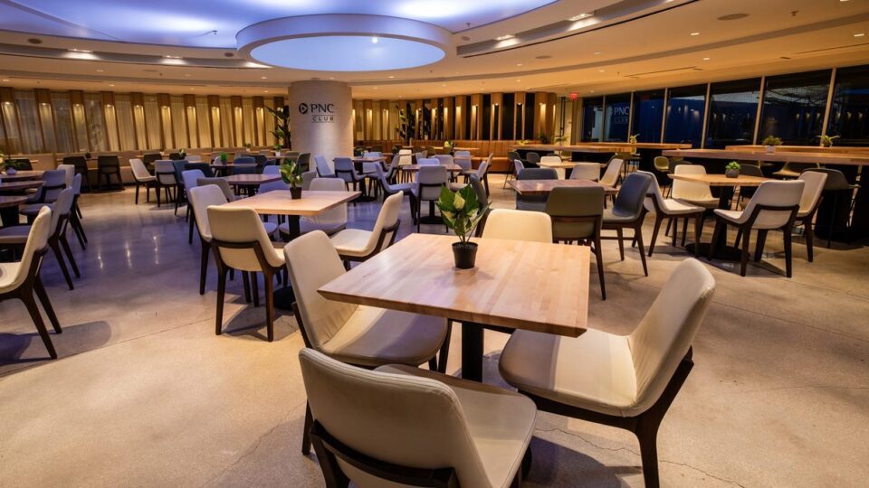Premium club lounge seating at a Miami Marlins game