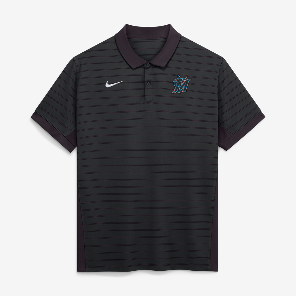 Men's Miami Marlins Nike Authentic Collection Striped Victory Dri-FIT Polo