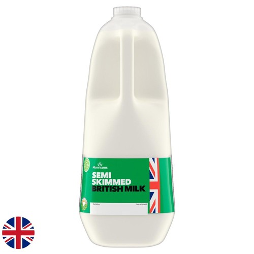 Morrisons semi skimmed British milk bottle