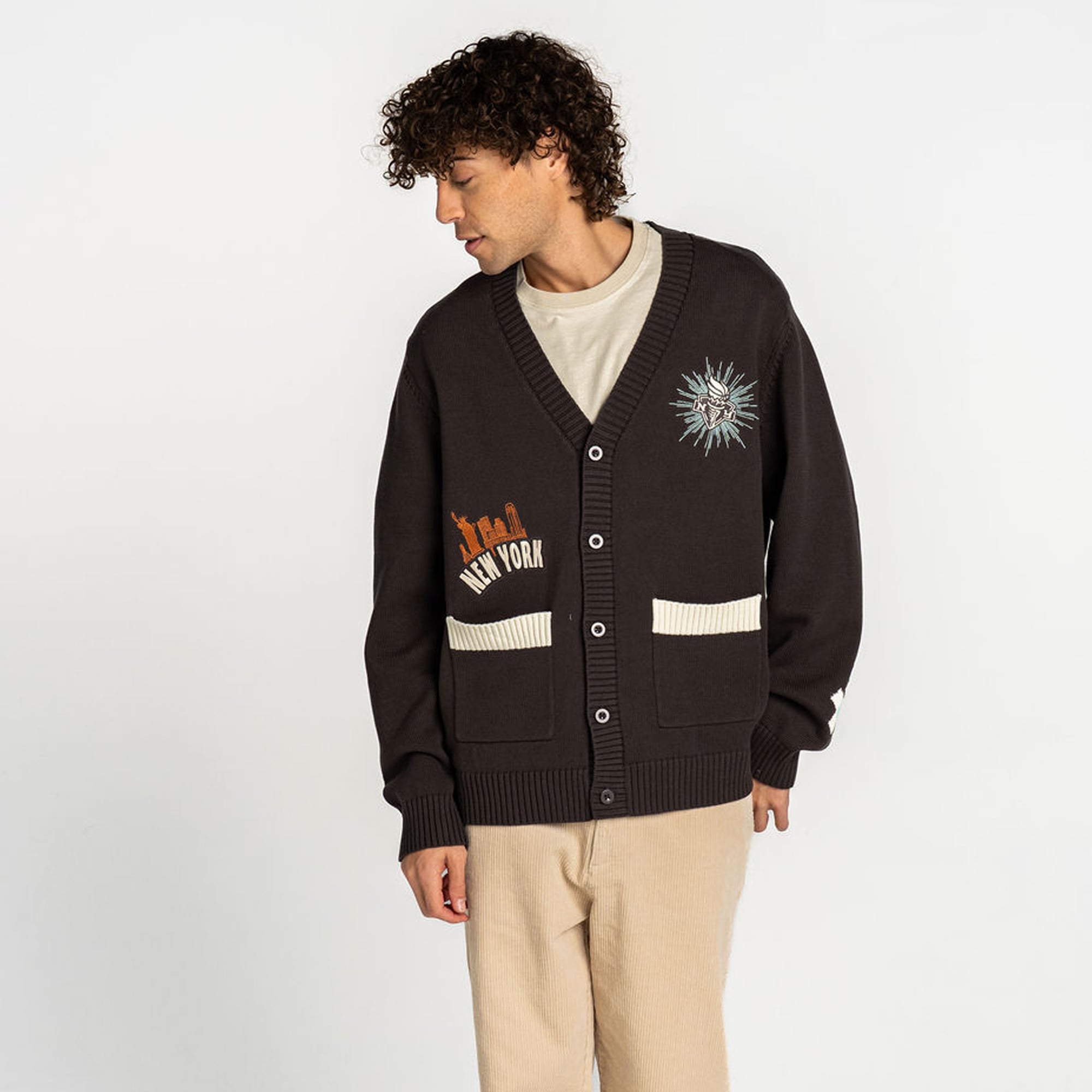 Anthracite New York Liberty oversized jacquard cardigan