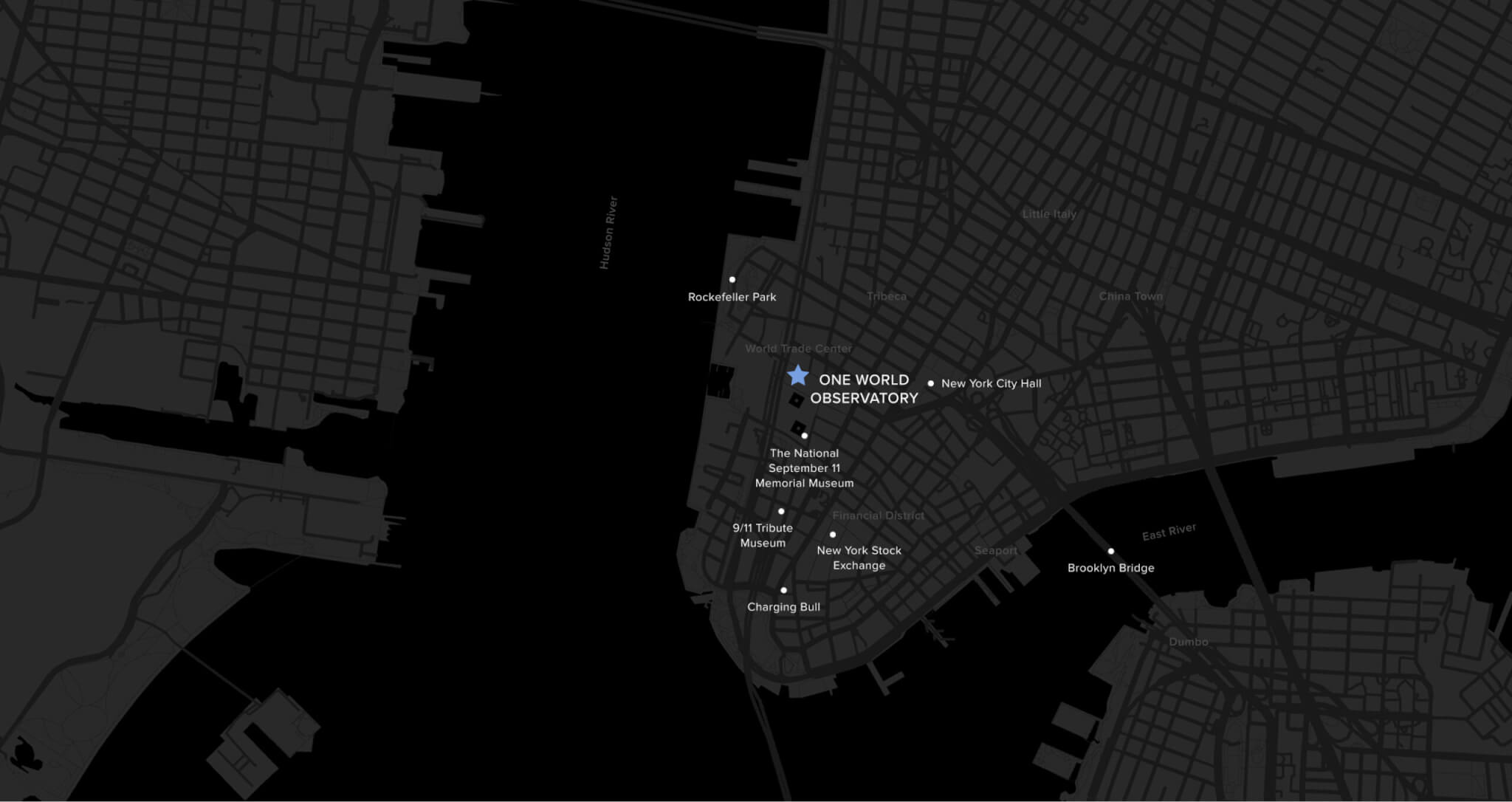 Map for planning a visit to One World Observatory