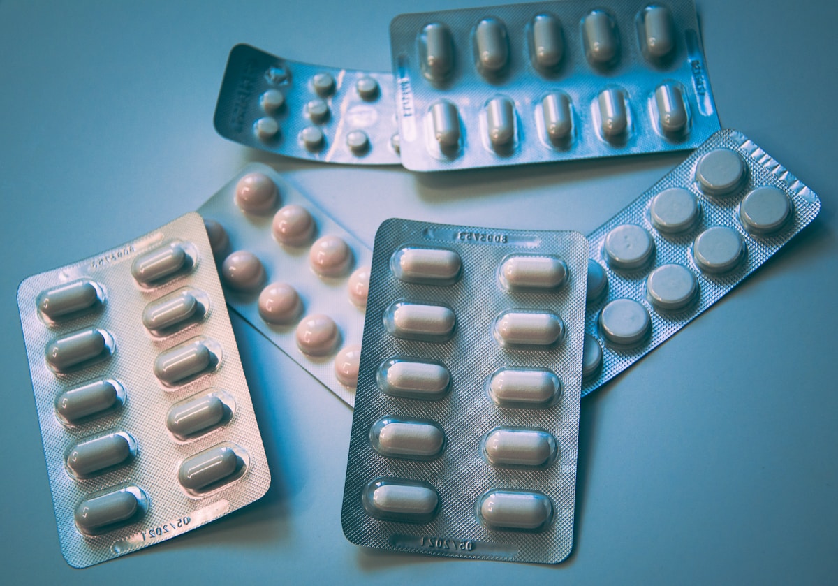 Assortment of medicine capsules and tablets