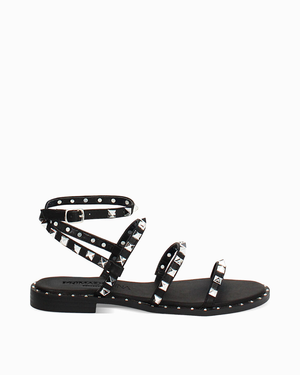Sandalo Primadonna nero basso con borchie