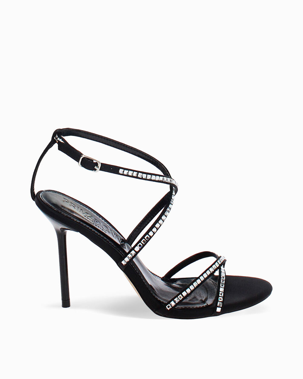 Sandalo Primadonna nero con pietre e tacco da 9,6 cm