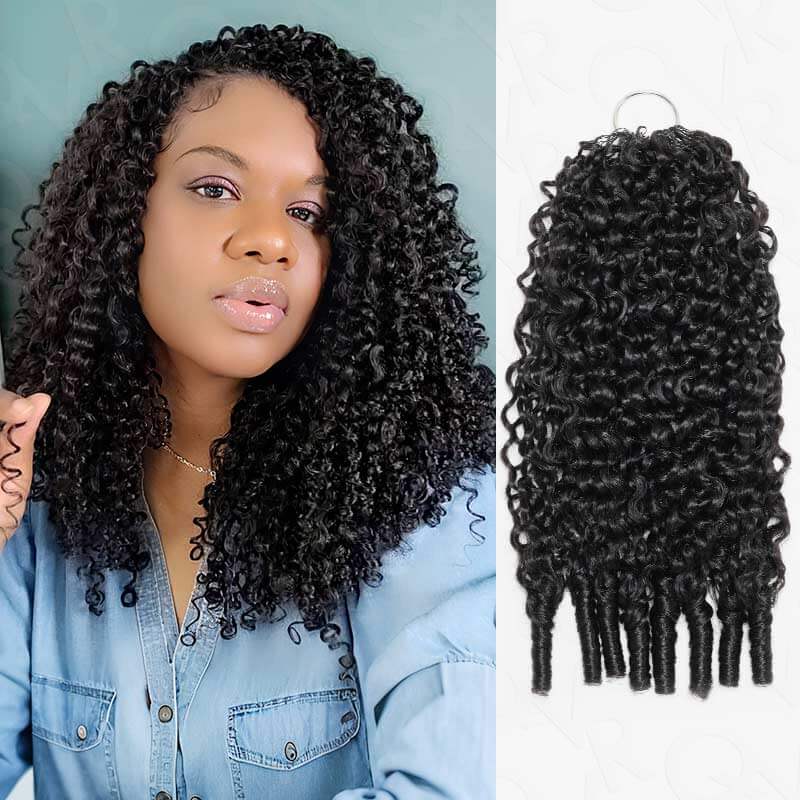 Natural black Burmese curly machine made feather crochet hair