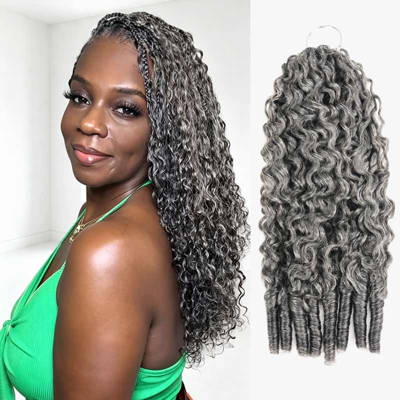 Salt and pepper Burmese curly feather crochet human hair