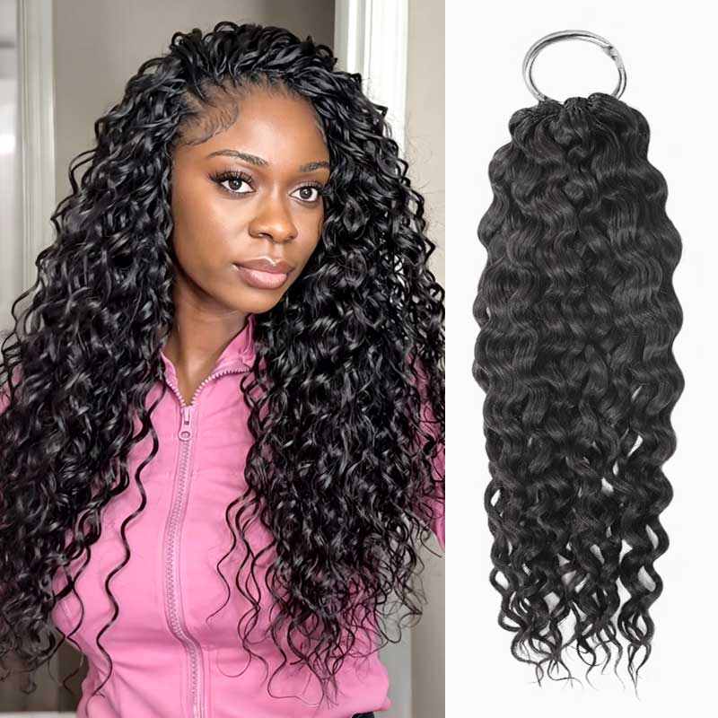 Natural black water wave crochet human hair extension