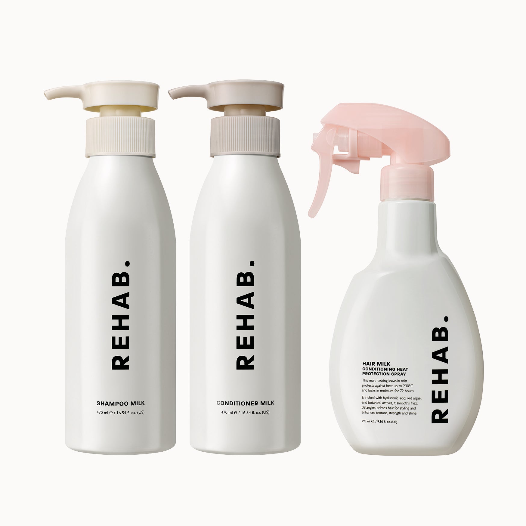 REHAB Your Hair Shampoo Milk Conditioner Milk and Hair Milk trio