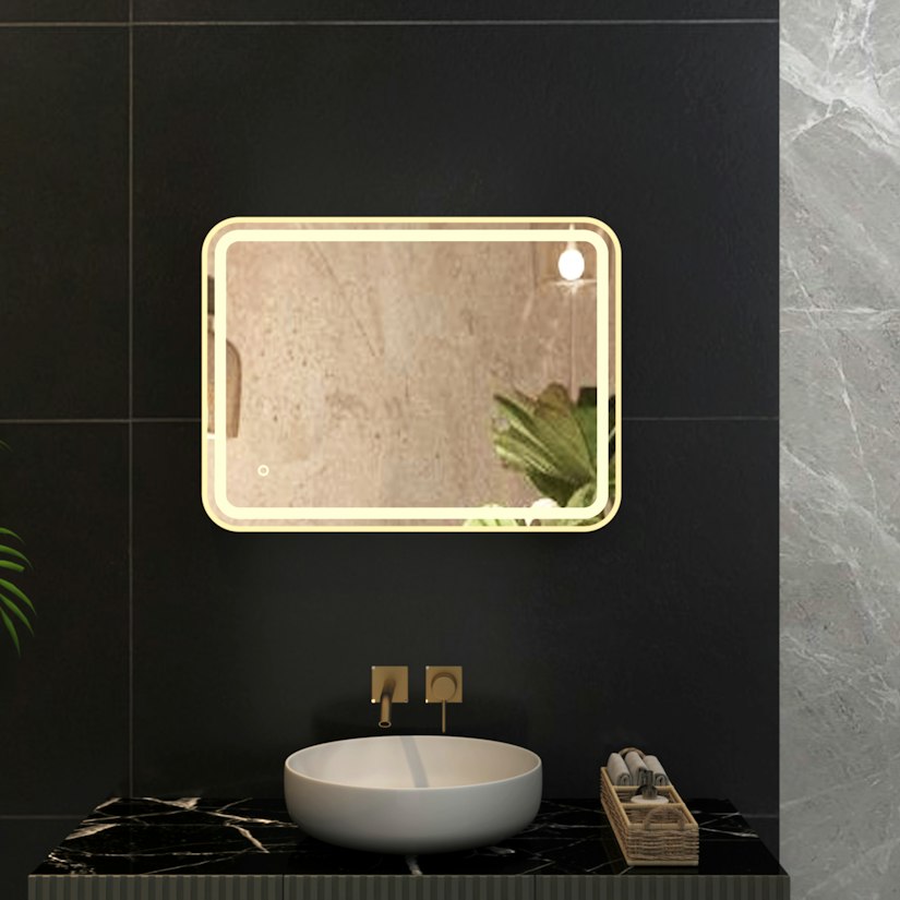 Luna frontlit LED illuminated framed bathroom mirror