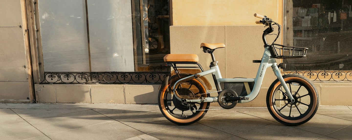 Segway MUXI cargo eBike in a wide product scene
