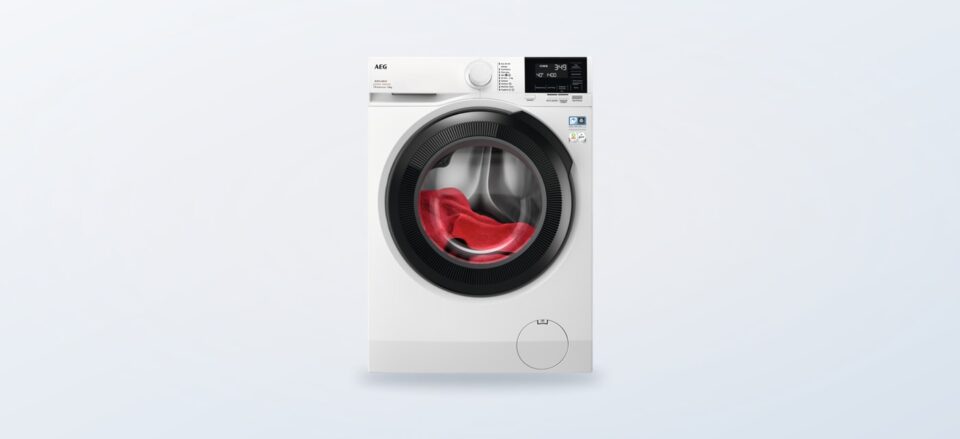 Wasmachine in frontaal productbeeld