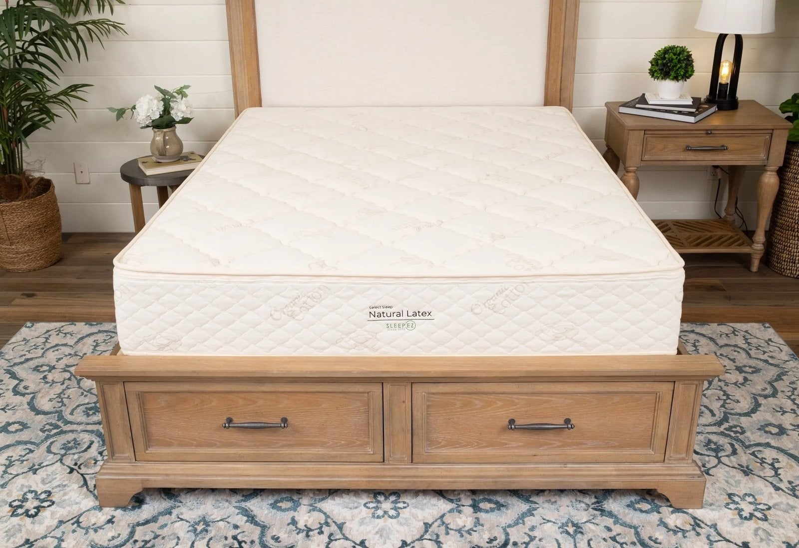 Sleep EZ latex mattress on a bed