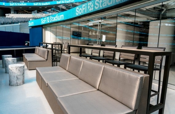 Premium suite interior at SoFi Stadium