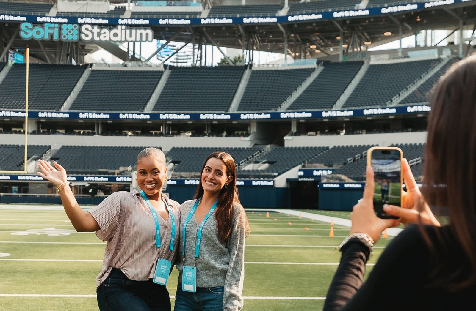 Exclusive photo opportunity during a SoFi Stadium tour
