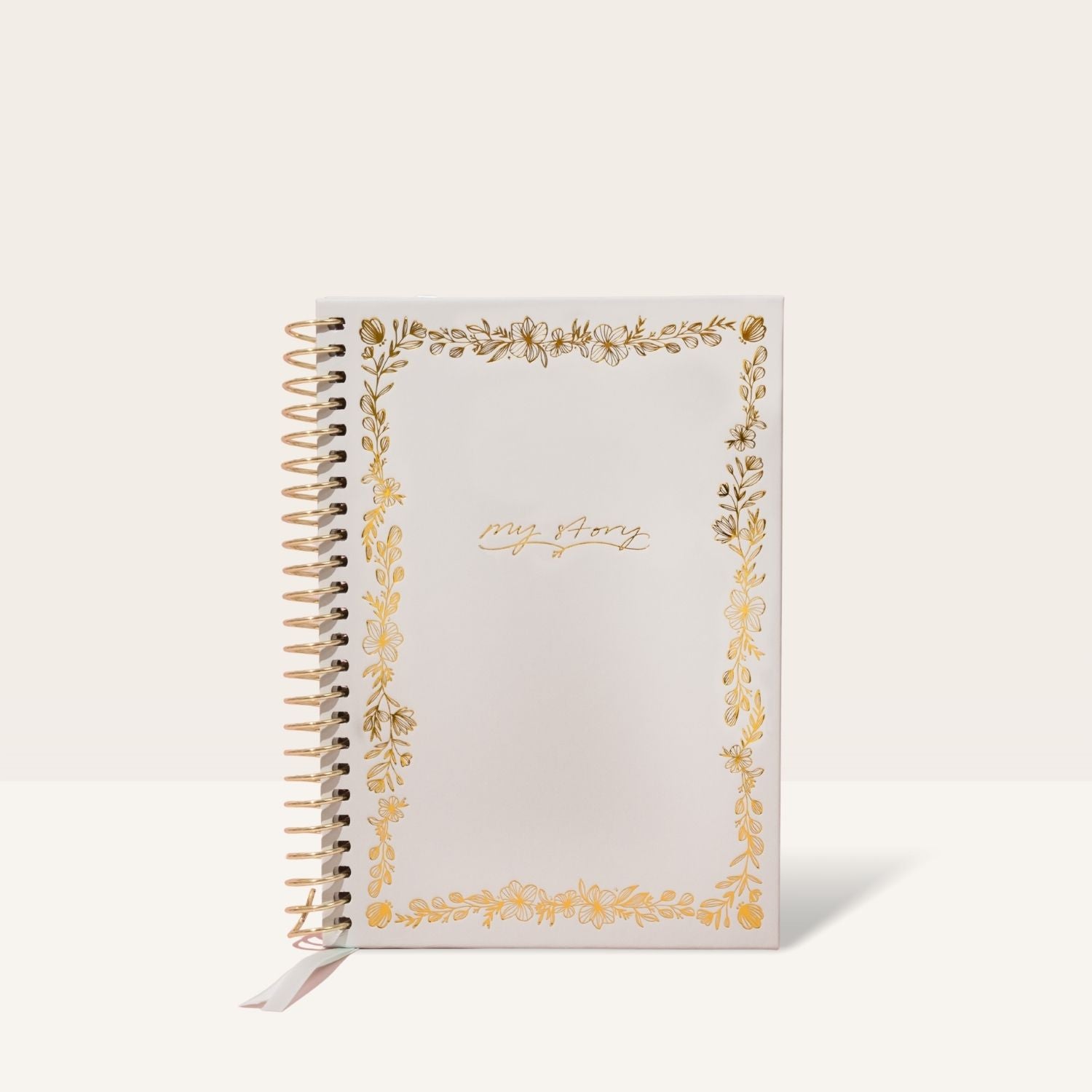 A5 Luxe Notebook in Vintage Sage with gold spiral