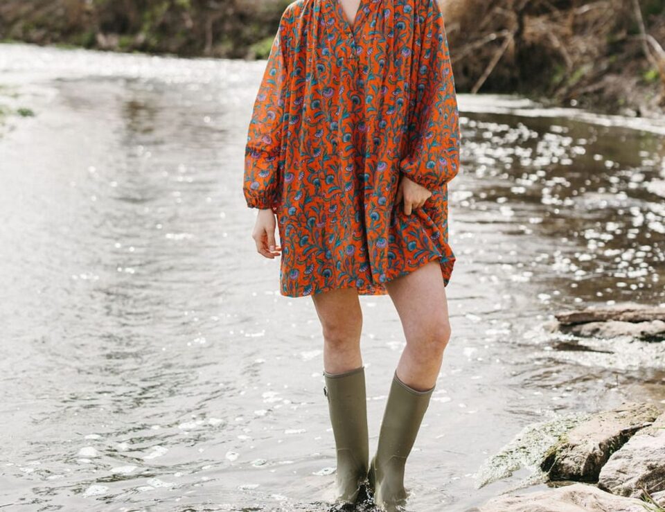 Sunshine Tienda Wildflower Tango Lilly Dress in a colorful floral print