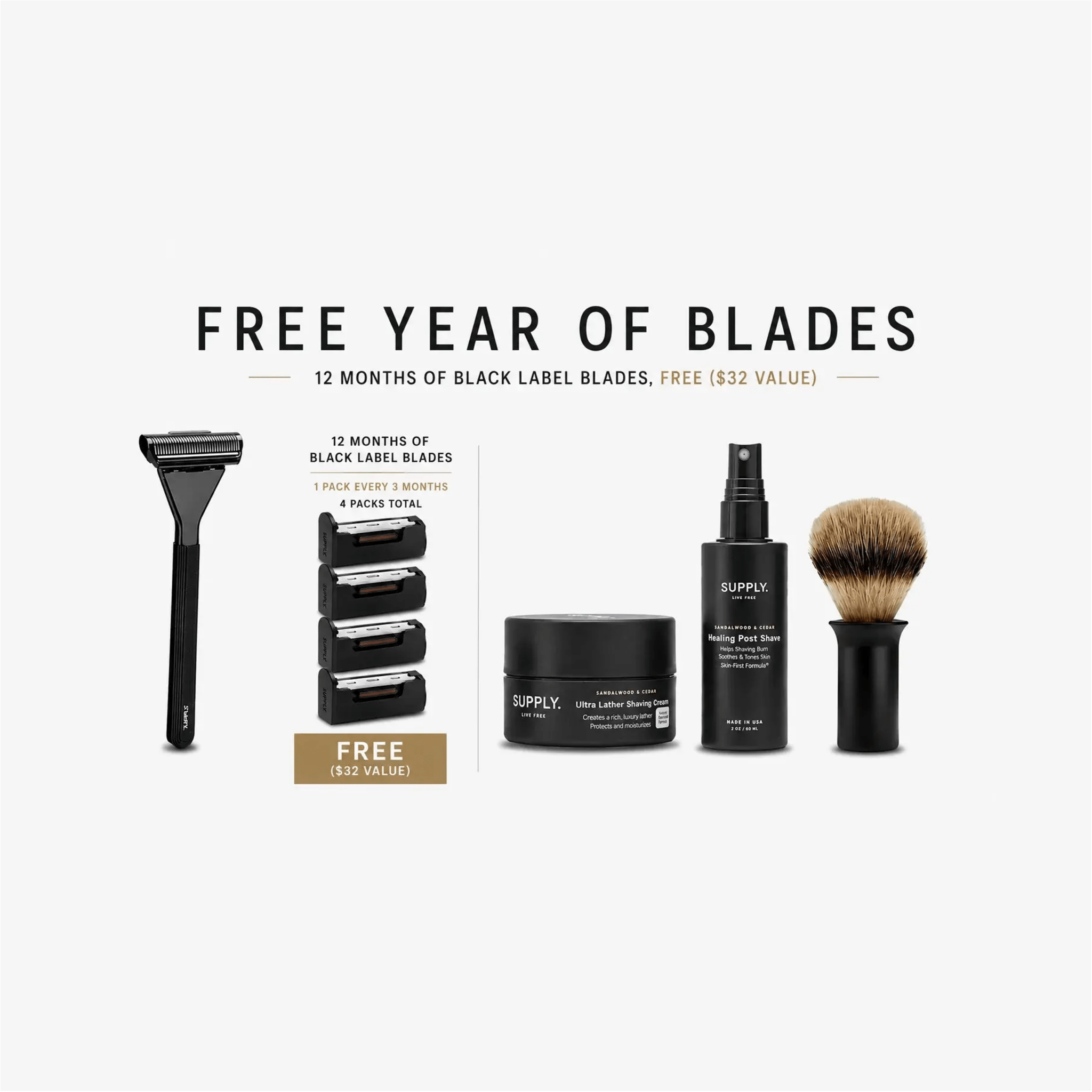Supply Single Edge MAX starter set with razor and shaving accessories
