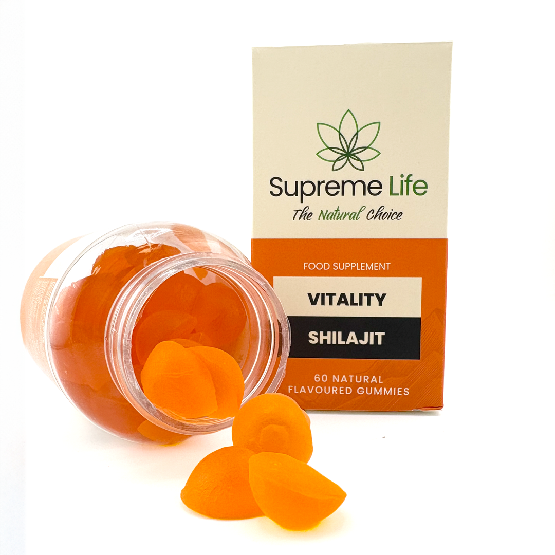 Shilajit gummies box and jar
