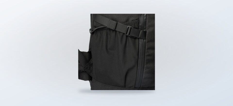 Close-up of the shoulder strap on a Highlander Stoirm 40L Tactical Backpack