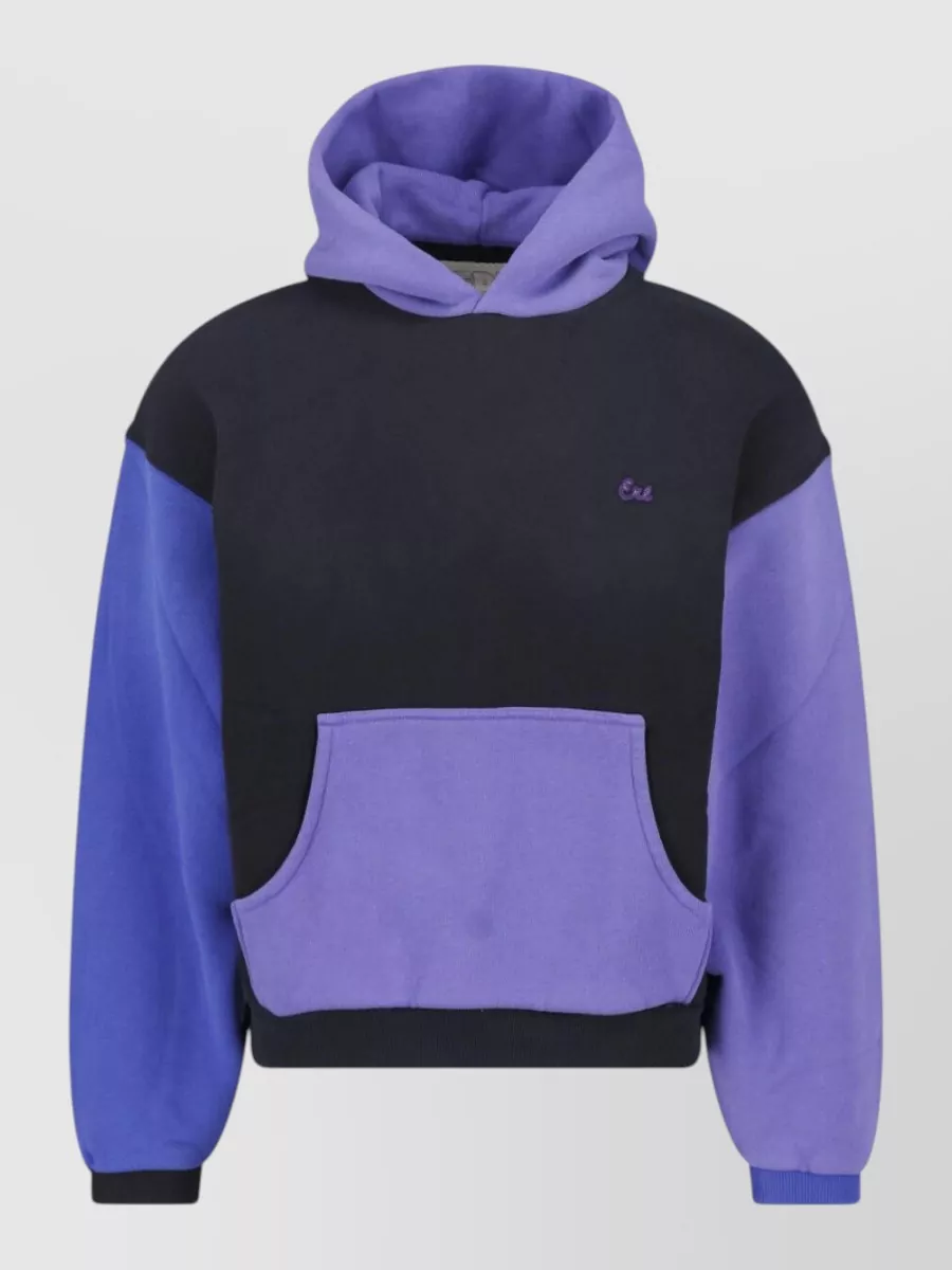 ERL hooded sweatshirt color block front pocket