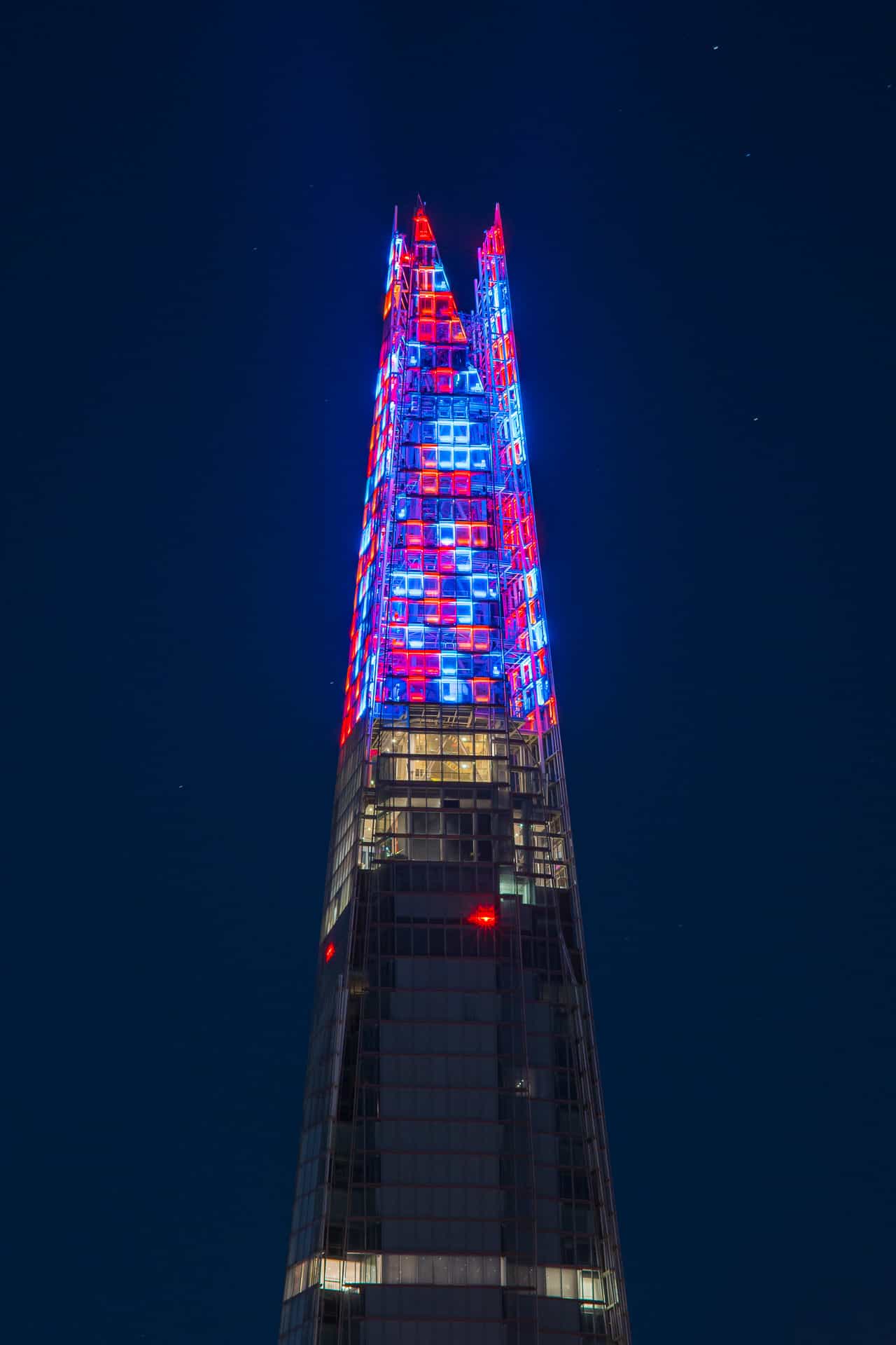 The Shard lit at night