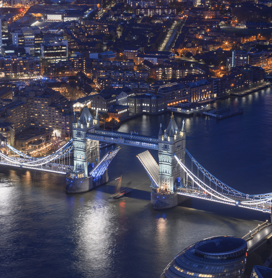 London landmarks viewed through The View from The Shard