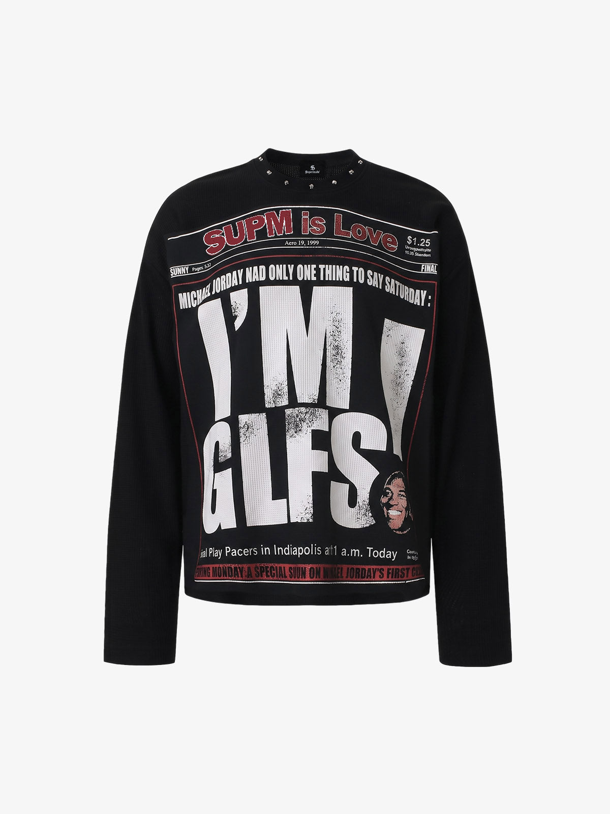 Thesupermade Inc studded waffle long sleeve tee