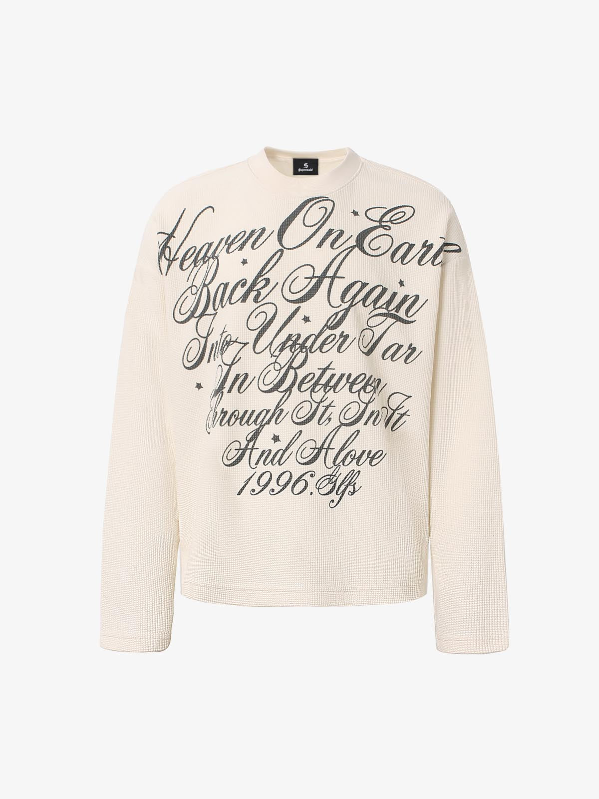 Street letter print waffle long sleeve tee