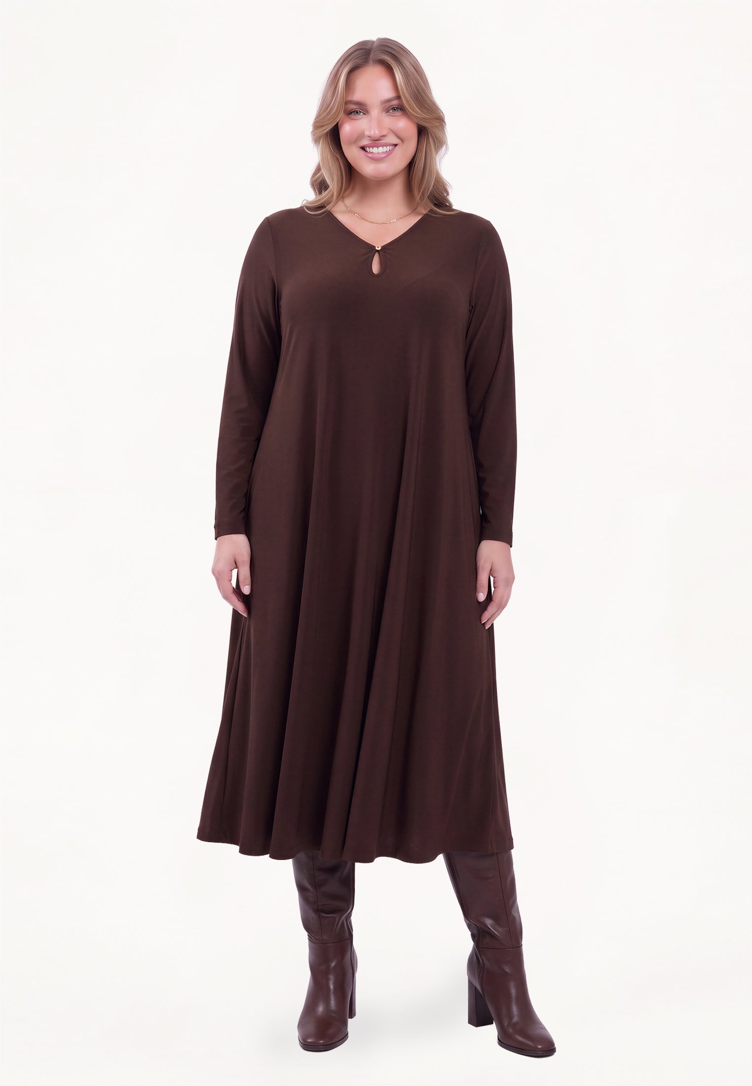 Robe midi UNI DOLCE marron de Yoek