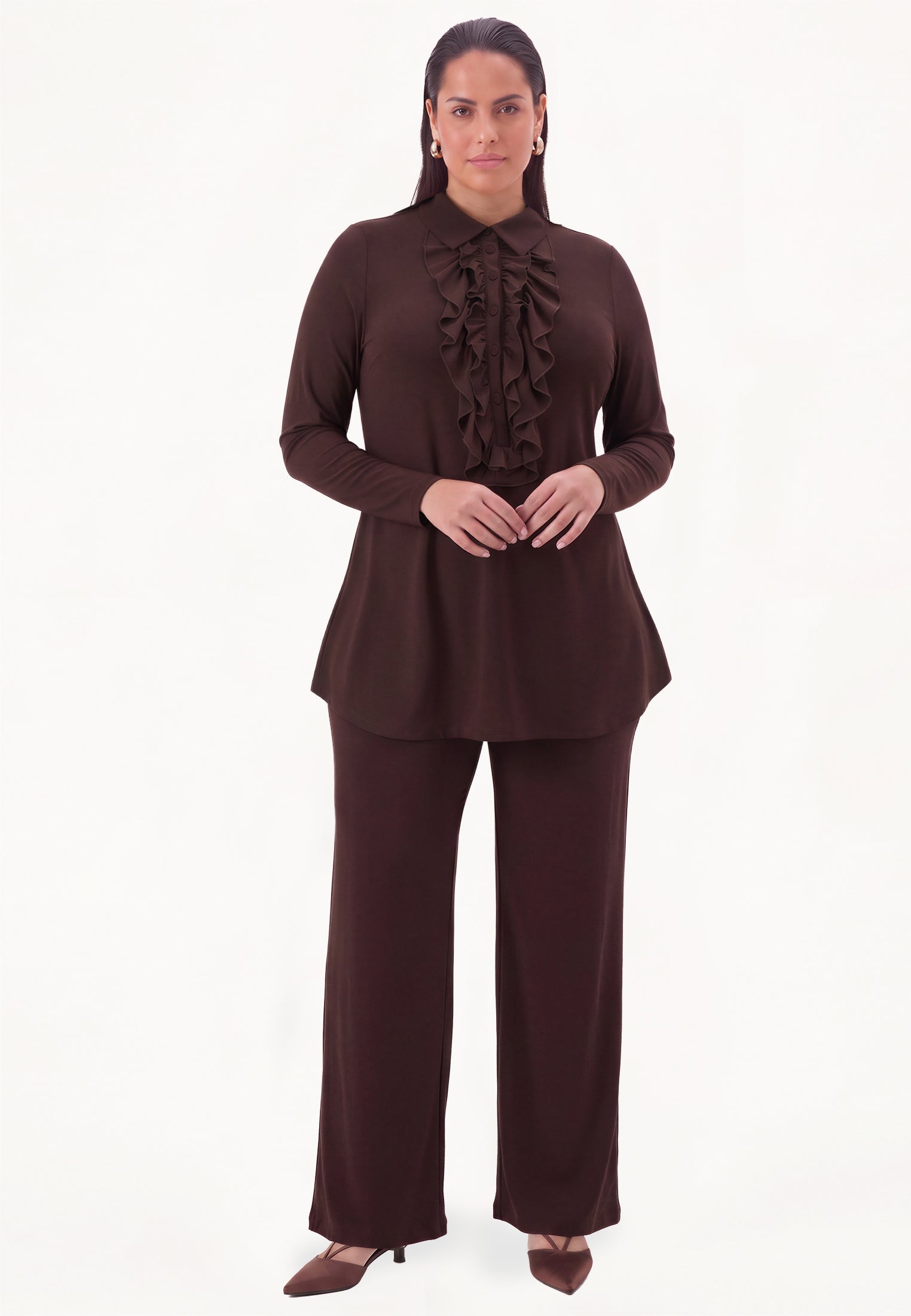 Tunique flare UNI DOLCE marron de Yoek