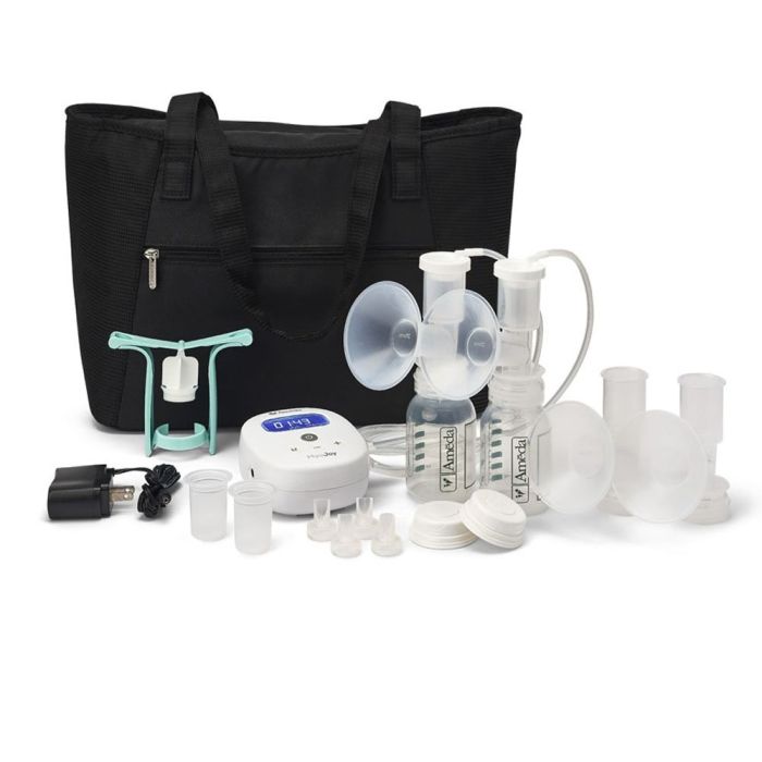 Ameda Mya Joy double breast pump with tote and accessories