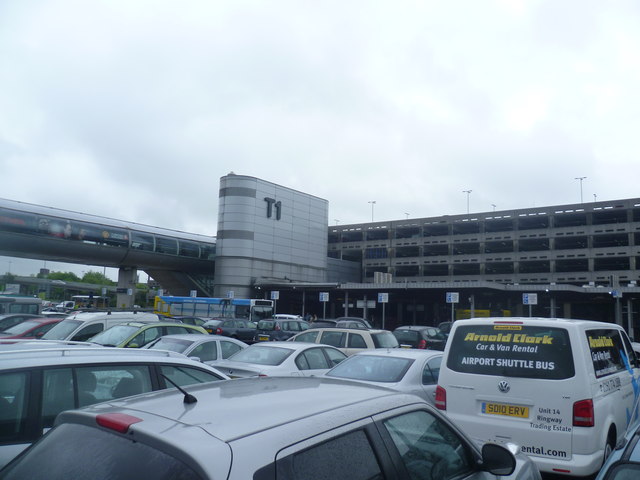 Cars parked outside Manchester Airport Terminal 1 car park