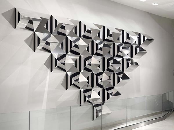 Pyramidial art installation inside AT&T Stadium