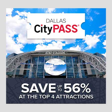 A Dallas CityPASS promotional image featuring AT&T Stadium
