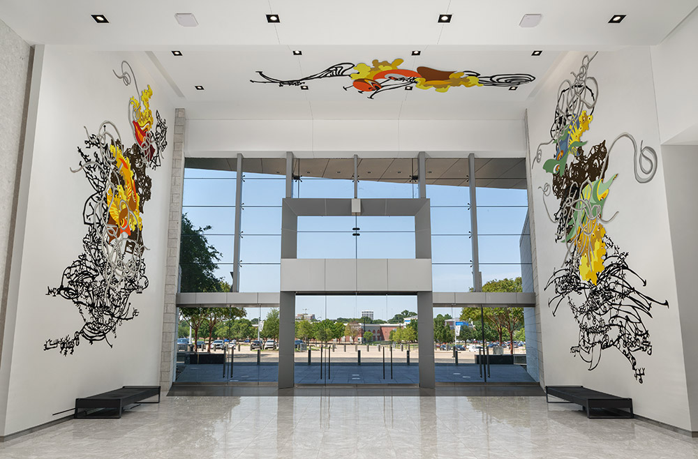Contemporary Line of Play artwork inside AT&T Stadium